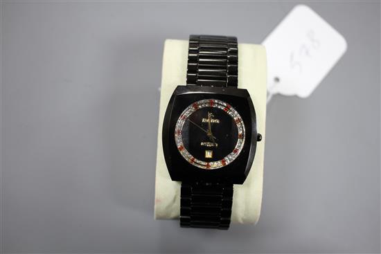 A gentlemans tungsten steel Rado Diastar Jubile quartz wrist watch.